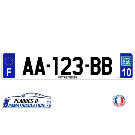 Plaque d'immatriculation Grand Est personnalisée