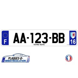 Plaque d'immatriculation Nouvelle Aquitaine personnalisée