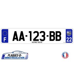 Plaque d'immatriculation Bretagne personnalisée 22 29 35 56