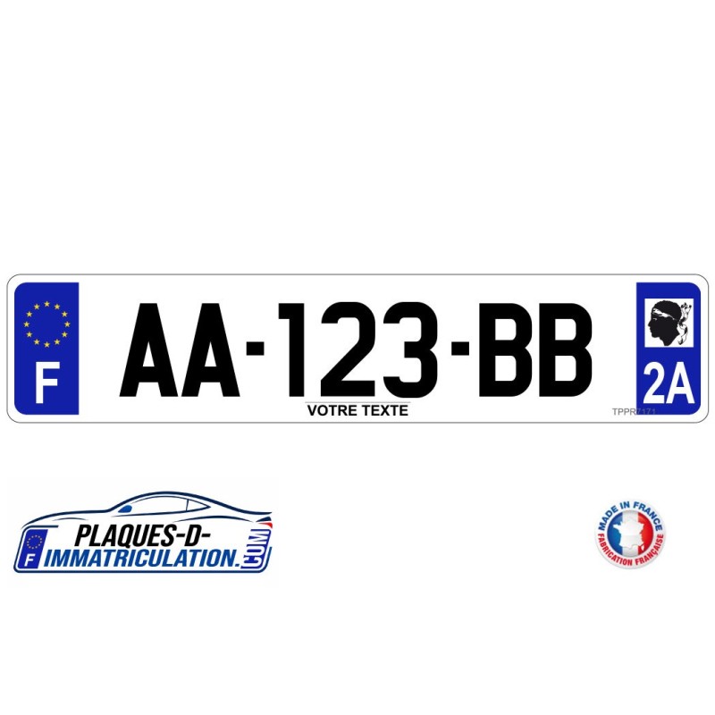 Plaque d'immatriculation Corse personnalisée